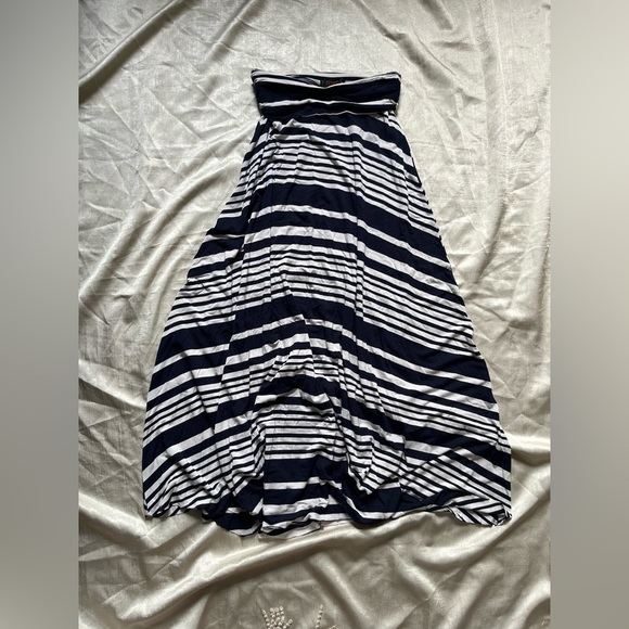 Renee C - Striped Navy and White Maxi Skirt - Picture 2 of 5